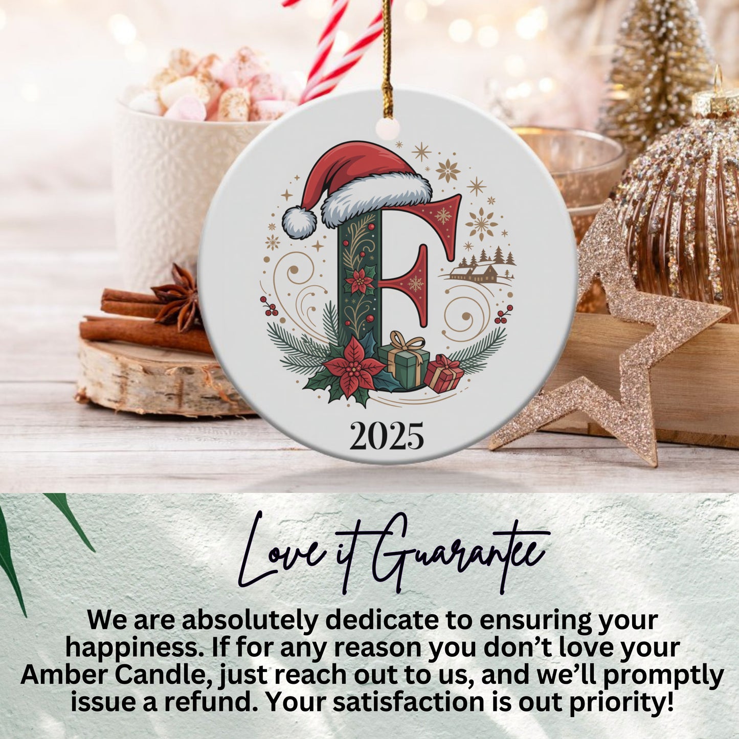 Personalized Santa Initial Ornament Christmas product