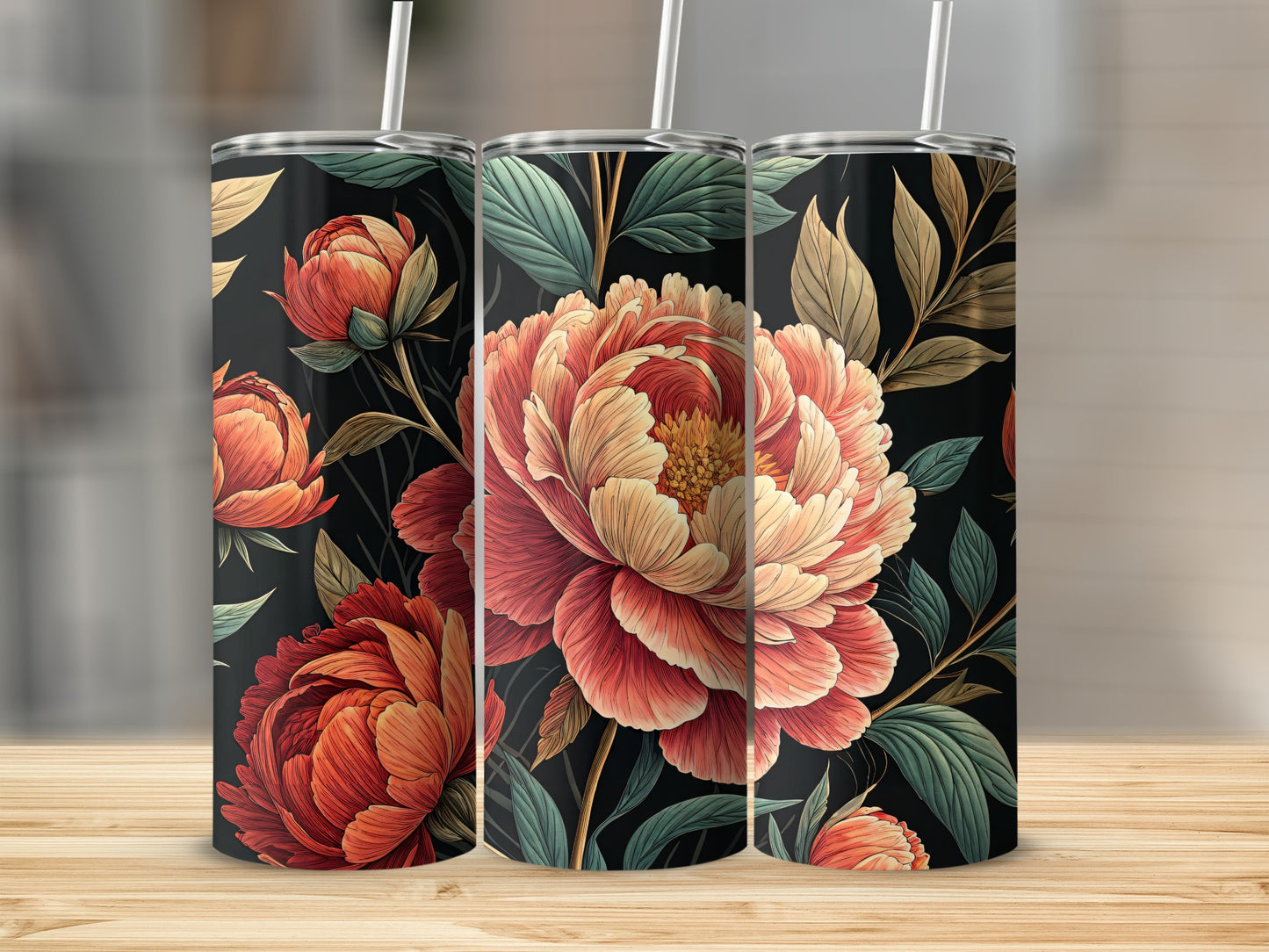 Elegant Floral Design Insulated Tumbler Custom Cup