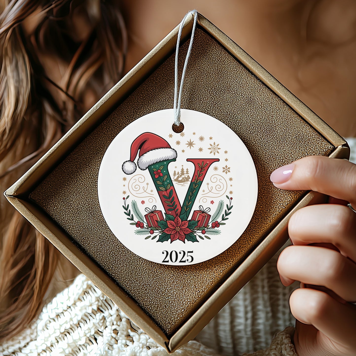 Personalized 2025 Christmas Initial Ornament product type