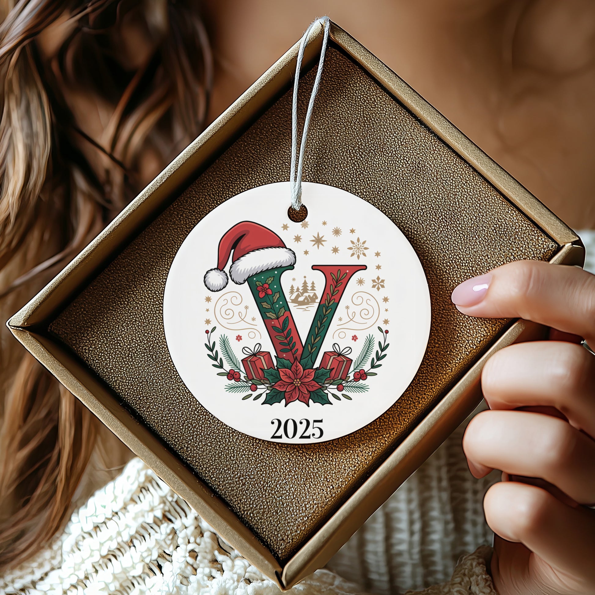 Personalized 2025 Christmas Initial Ornament product type