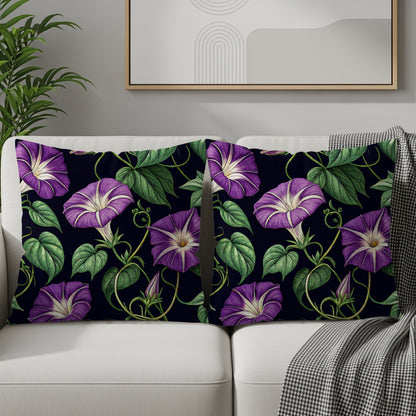 Elegant Purple Floral Pattern Throw Pillows Set