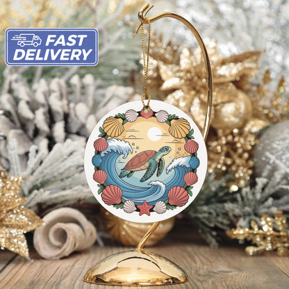 Fast Delivery Turtle and Ocean Scene Ornament product