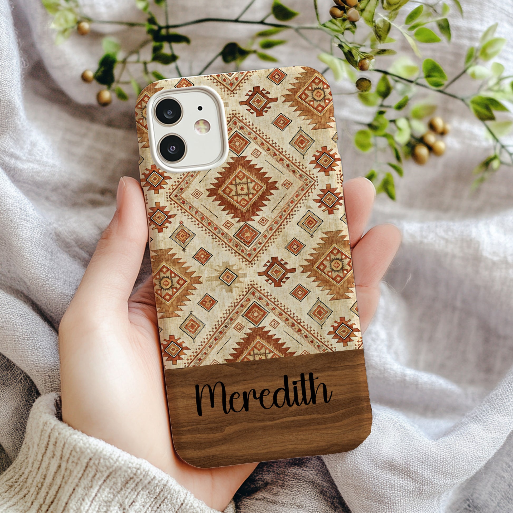 Aztec Inspired Desert Geometric Design With Custom Name Custom Phone Case - Walk Greener