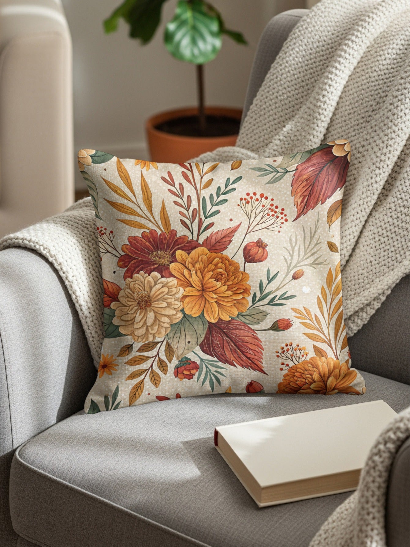 Floral Throw Pillow for Cozy Home Decor Addition