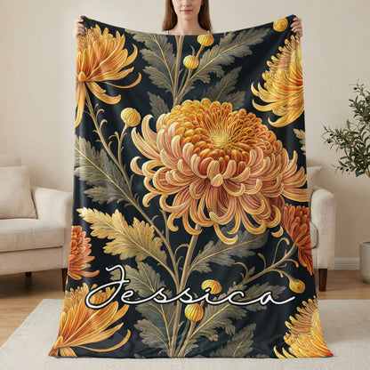 Custom Name with Floral Print Personalized Blanket - Walk Greener