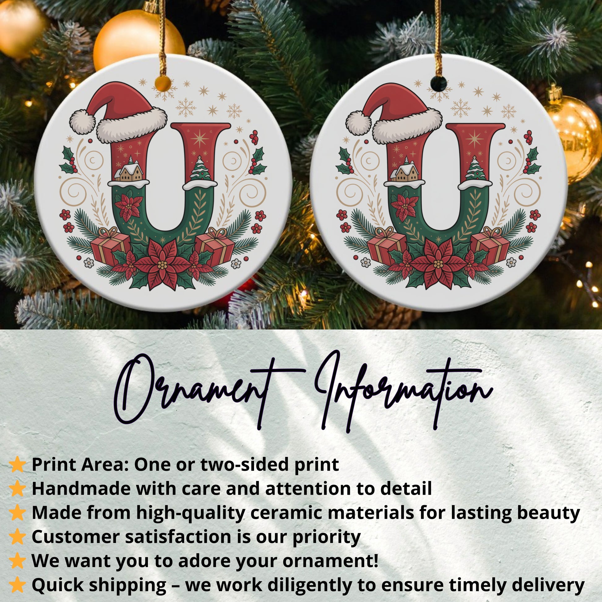 Festive Holiday Ornaments with Santa Initial product type