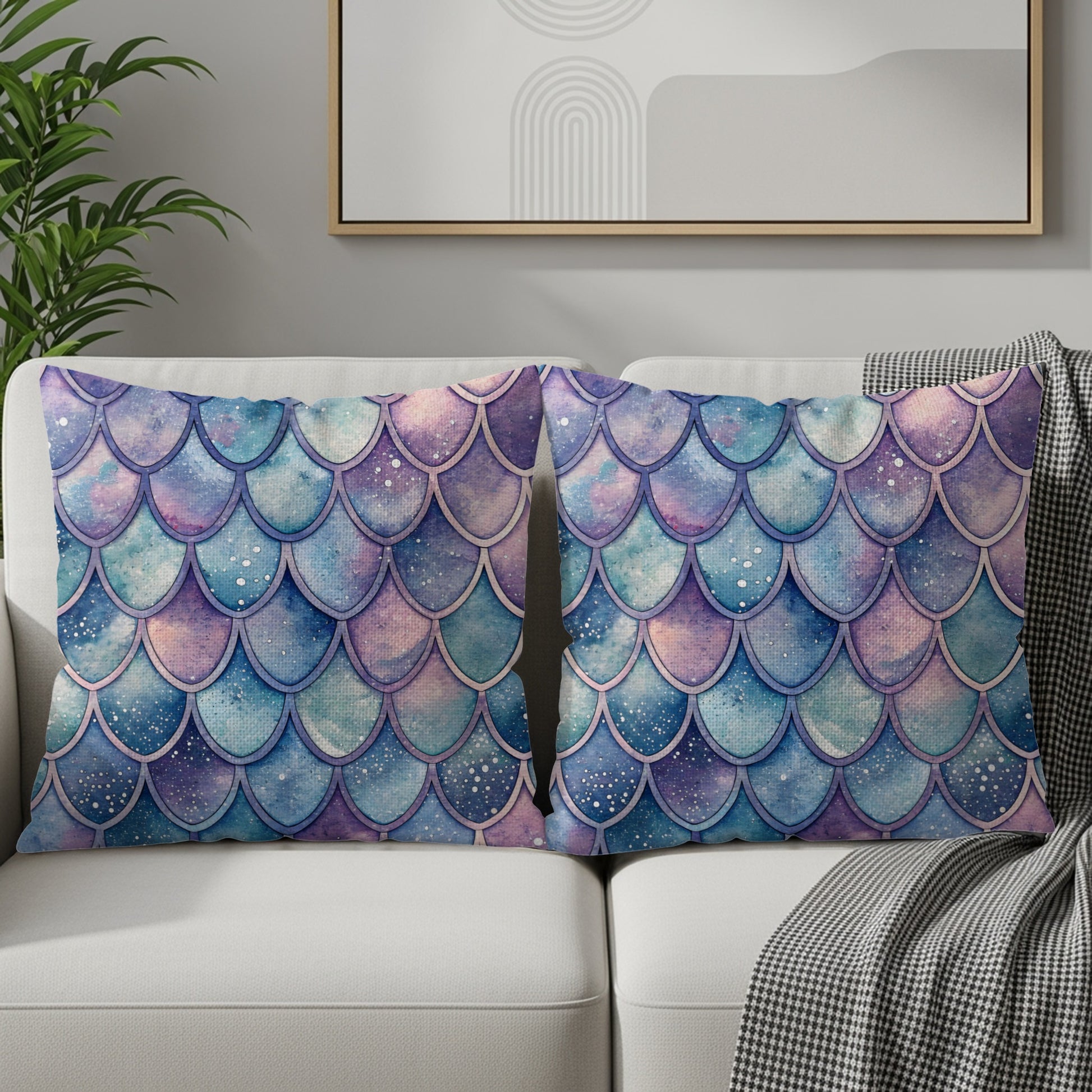 Vibrant Mermaid Scales Decorative Throw Pillow Set