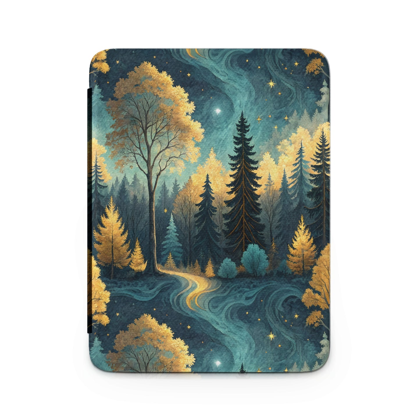 Mystical Forest Path Under Starry Night Kindle Case