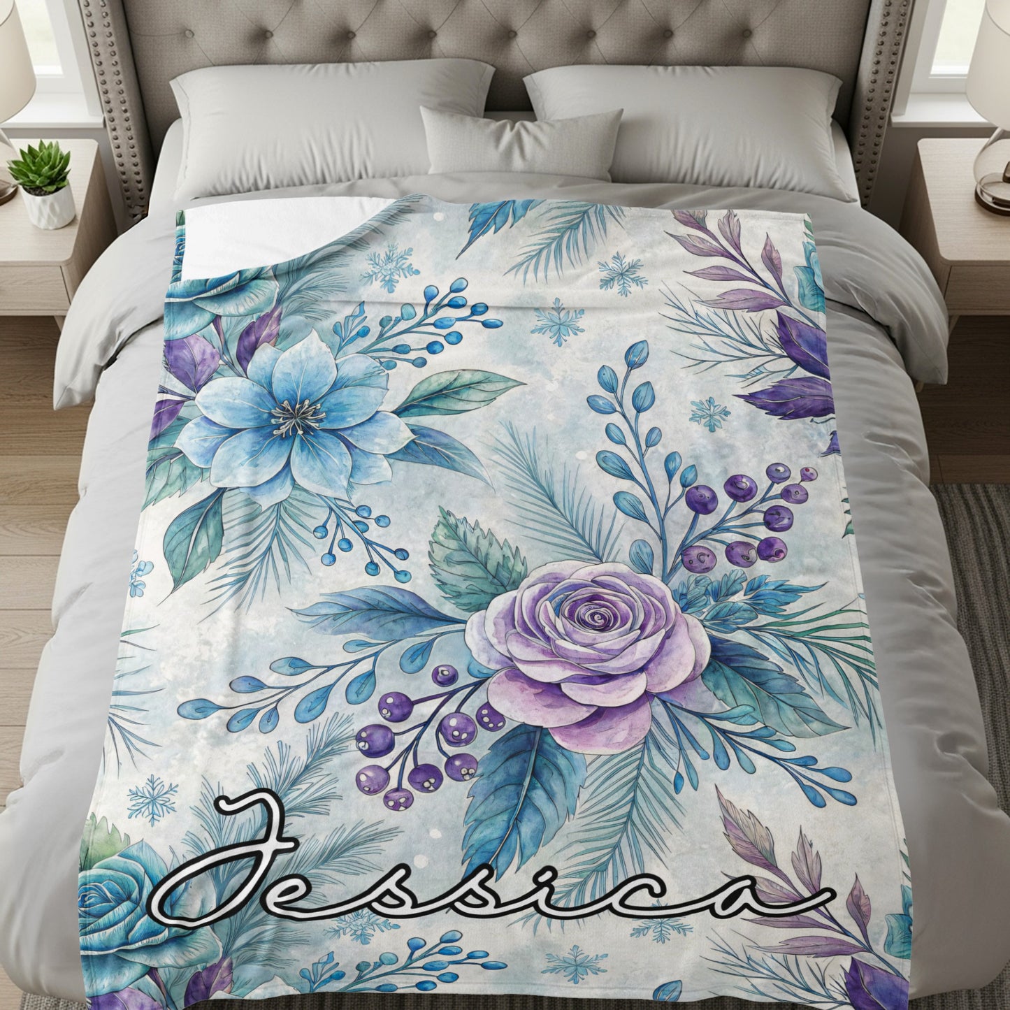 Personalized Beautiful Floral Design Bedding Blanket