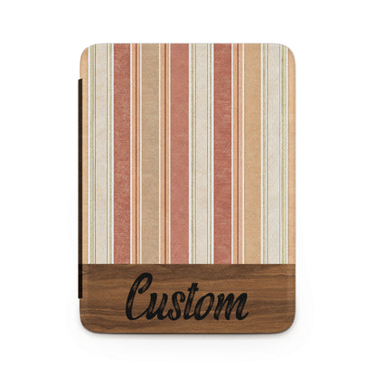 Custom Pink Beige Striped Design with Wood Finish