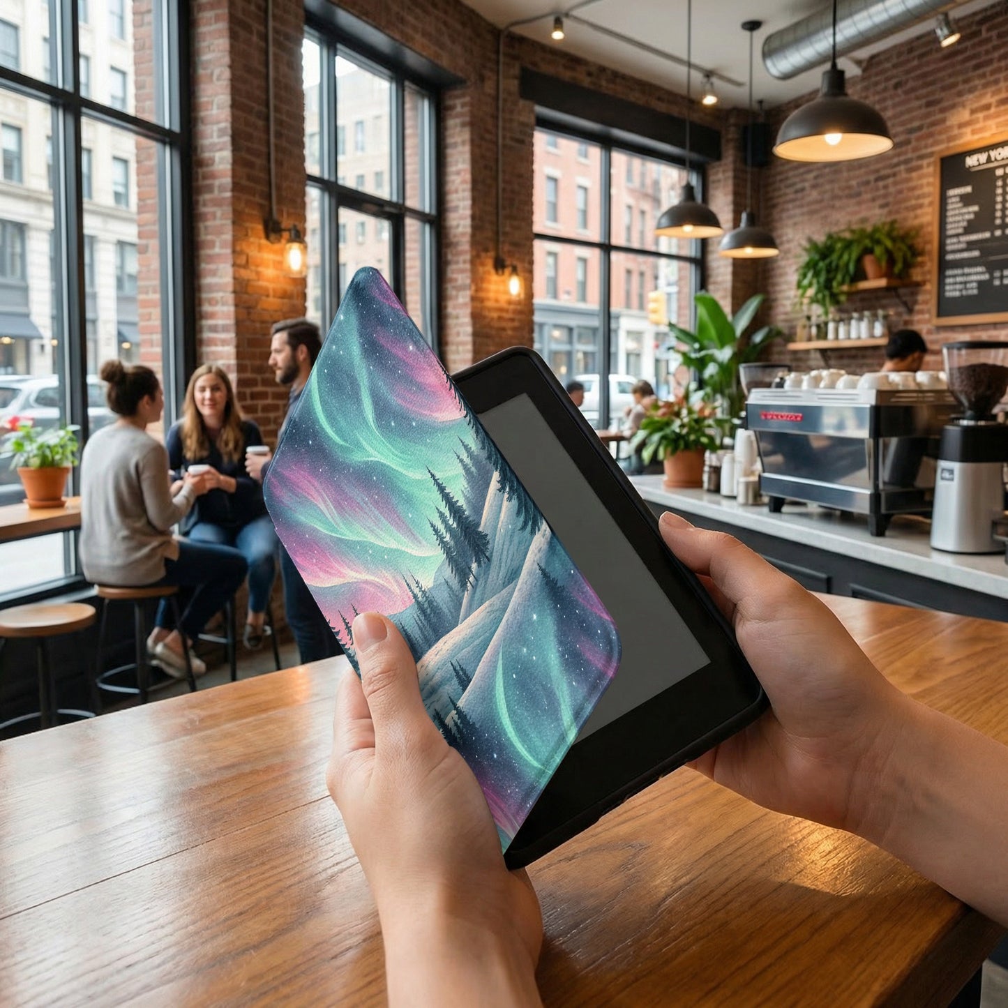 Northern Lights Tablet Cover Stunning Winter Art Design