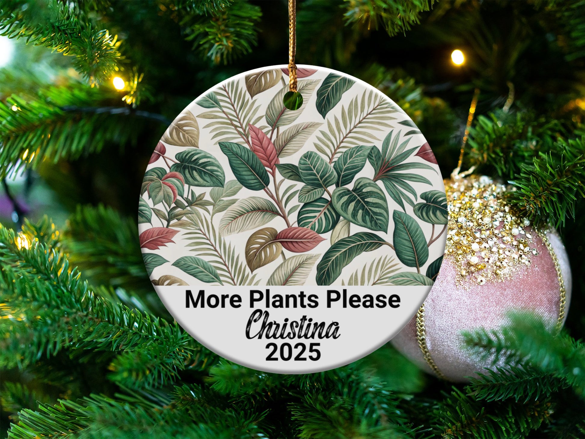 More Plants Please Personalized Round Ornament product