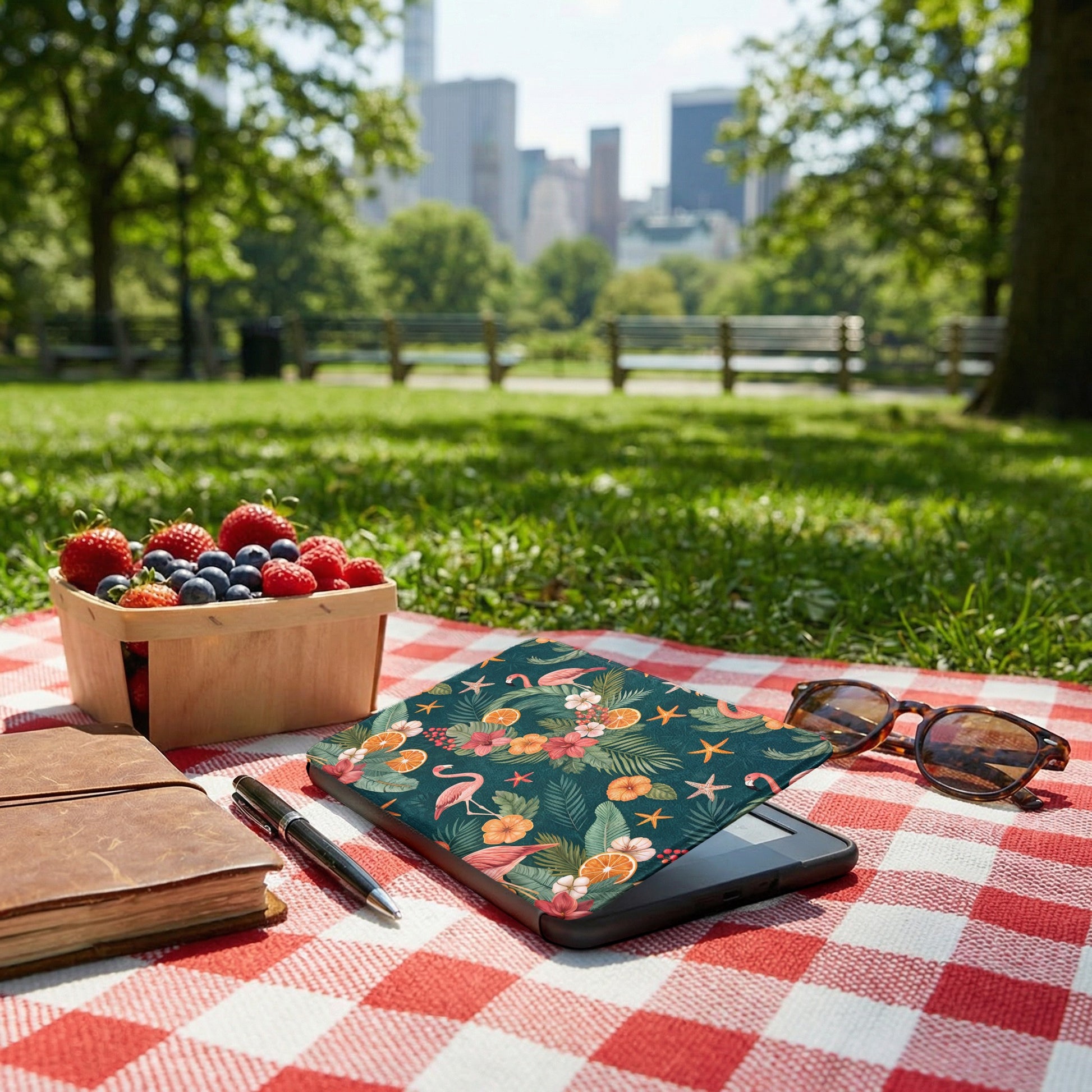 Tropical Flamingo Pattern Picnic Kindle Cover Case