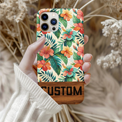 Custom Floral Pattern iPhone Case with Hibiscus Flowers
