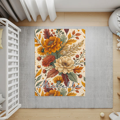Personalized Floral Design Michelle Rug for Nursery Decor