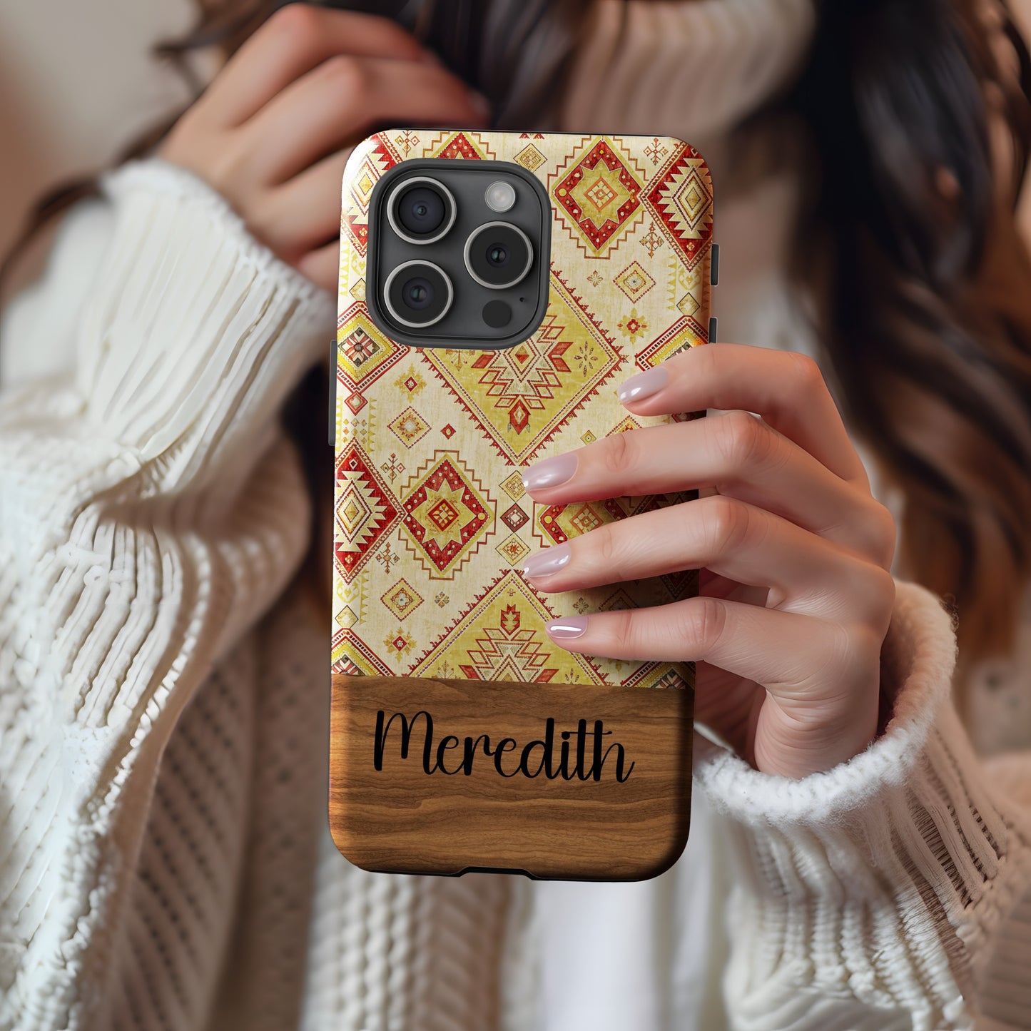 Geometric Design in Warm Tones Art Custom Phone Case - Walk Greener