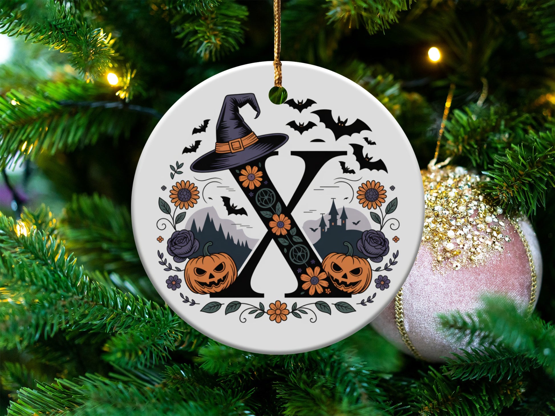 Halloween Theme Personalized Christmas Ornament product type