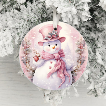 Snowman With Pink Accessories Christmas Ornament product type