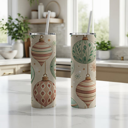 Vintage Christmas Ornament Design Tumbler Flask