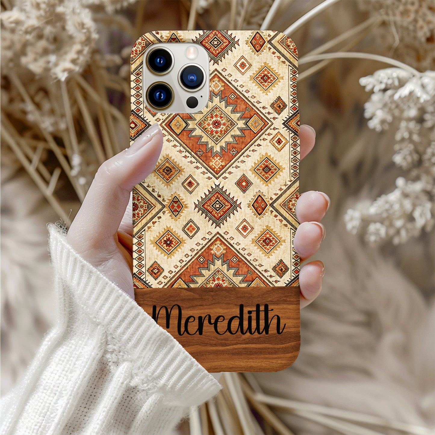 Vintage Ethnic Diamond Pattern Personalize it Custom Phone Case - Walk Greener