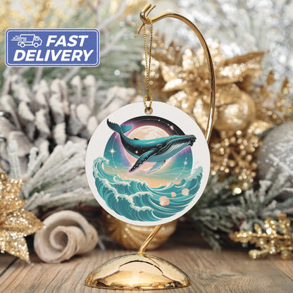 Whale Breeching Through the Waves Ornament product