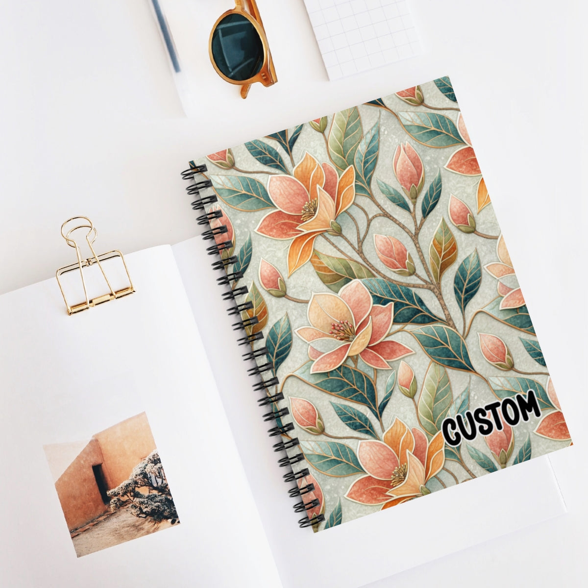 Custom Floral Design Spiral-Bound Notebook