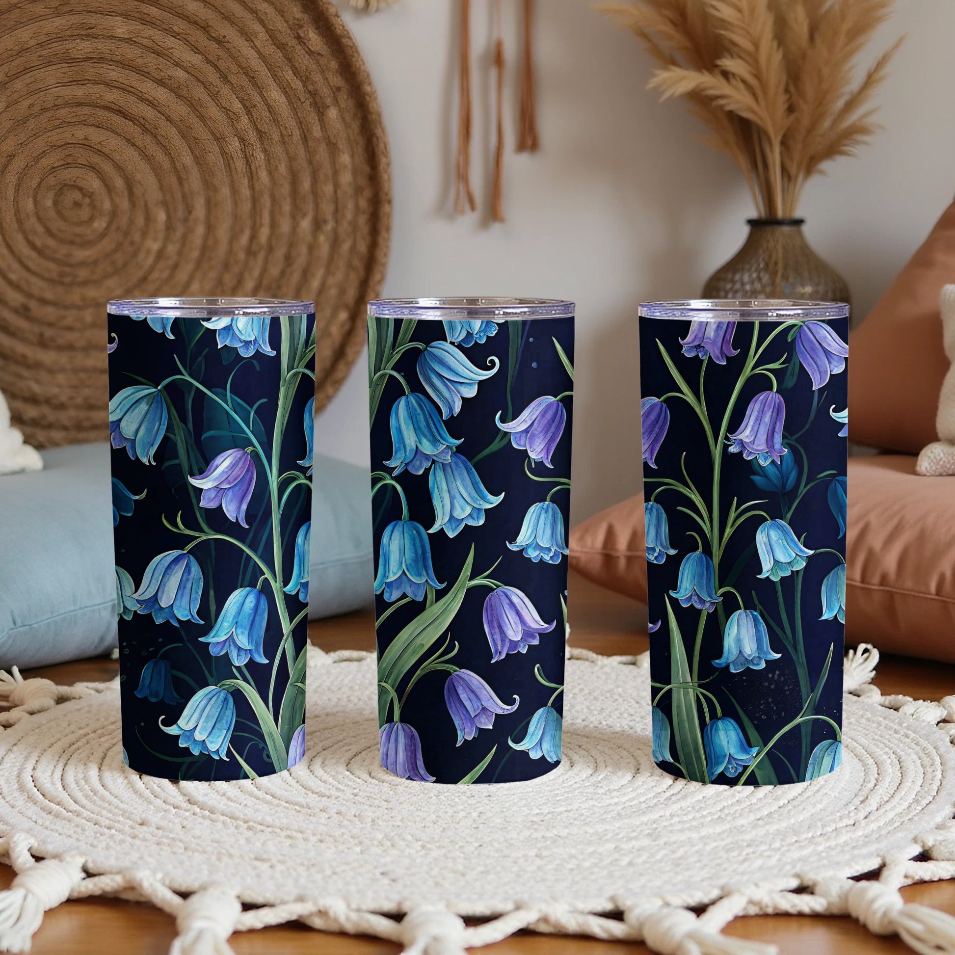 Beautiful Blue and Purple Floral Tall Tumbler  Product