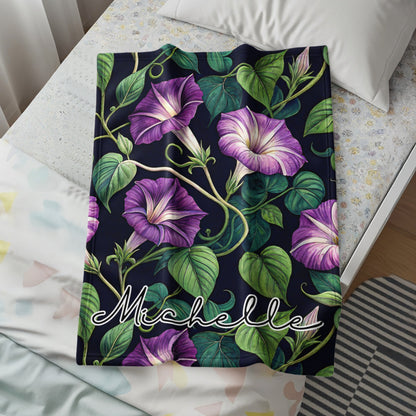 Personalized Floral Blanket with Custom Name Design