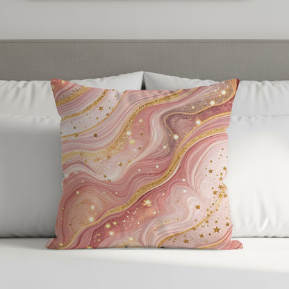 Luxury Pink with Gold Accents Stars Pattern Throw Pillows - Walk Greener