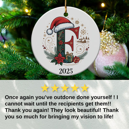 Personalized Christmas Ornament with Initial F product type