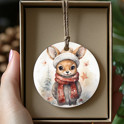 Cute Fox with Winter Coat Holiday Ornament product