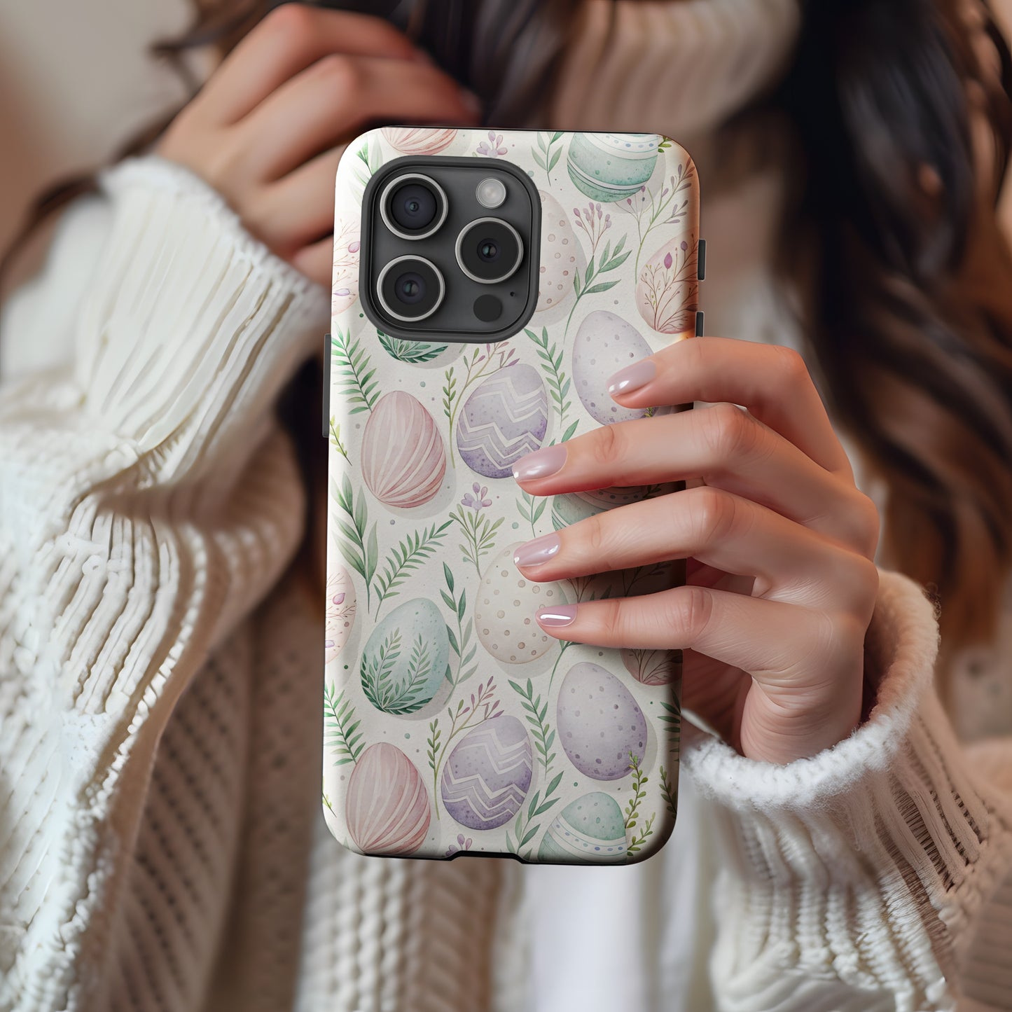 Painted Easter Eggs Pattern Pastel Colors Floral Custom Phone Case - Walk Greener