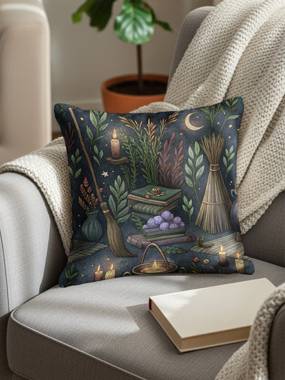 Mystical Candle and Herb Design Decorative Pillow