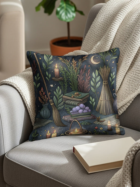 Mystical Candle and Herb Design Decorative Pillow
