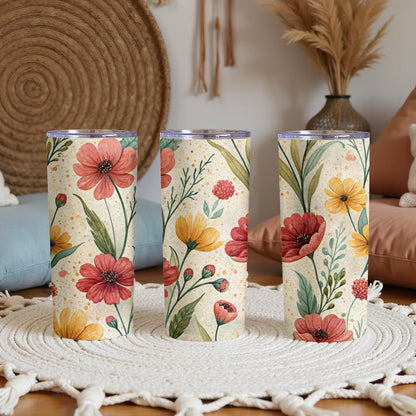 Watercolor Floral Delight Design 20 oz Skinny Tumbler - Walk Greener
