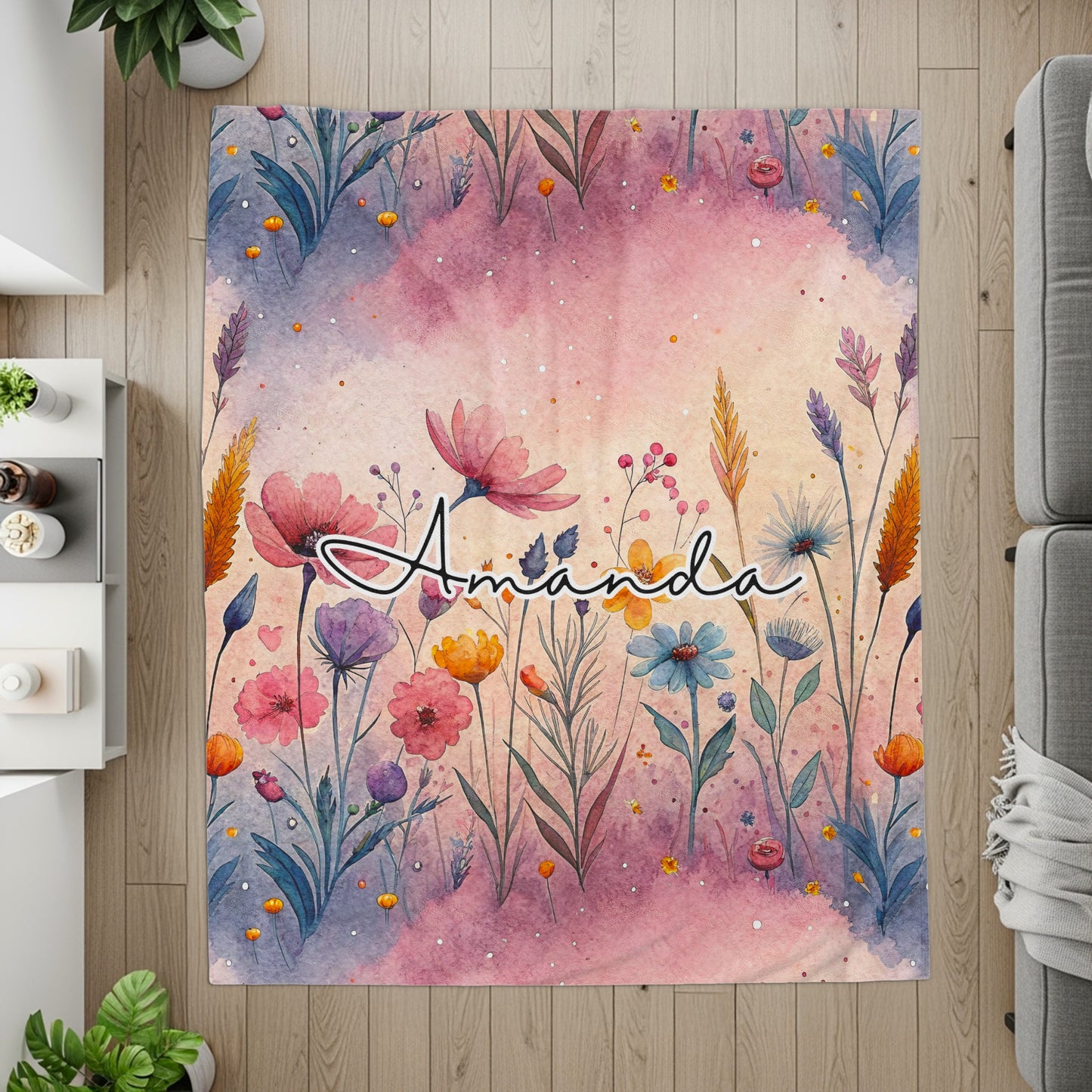 Personalized Colorful Flower Design Area Rug Decor