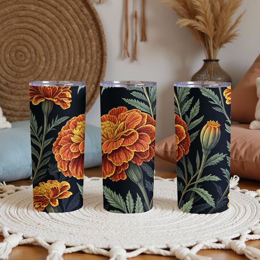 Marigold Flower Pattern Insulated Tumbler Cups