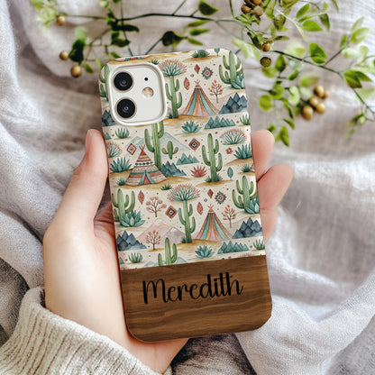 Personalized Cactus and Teepee Design Phone Case