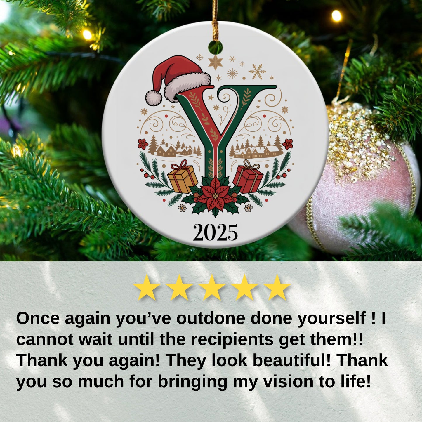Elegant Christmas Ornament Personalized Holiday product