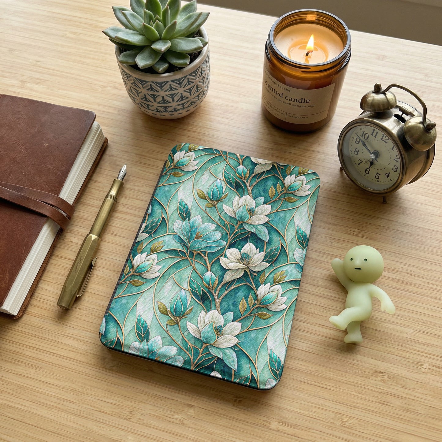 Elegant Green Floral Design Hardcover Journal