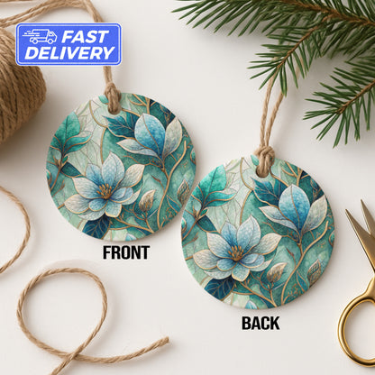 Floral Double-Sided Round Tag Fast Delivery Ornament