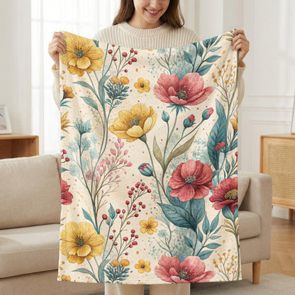 Red Yellow Floral Watercolor Botanical Art Design - Walk Greener