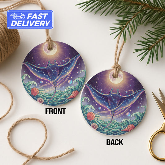 Celestial Stingray Ocean Scene Round Hanging Ornament product type