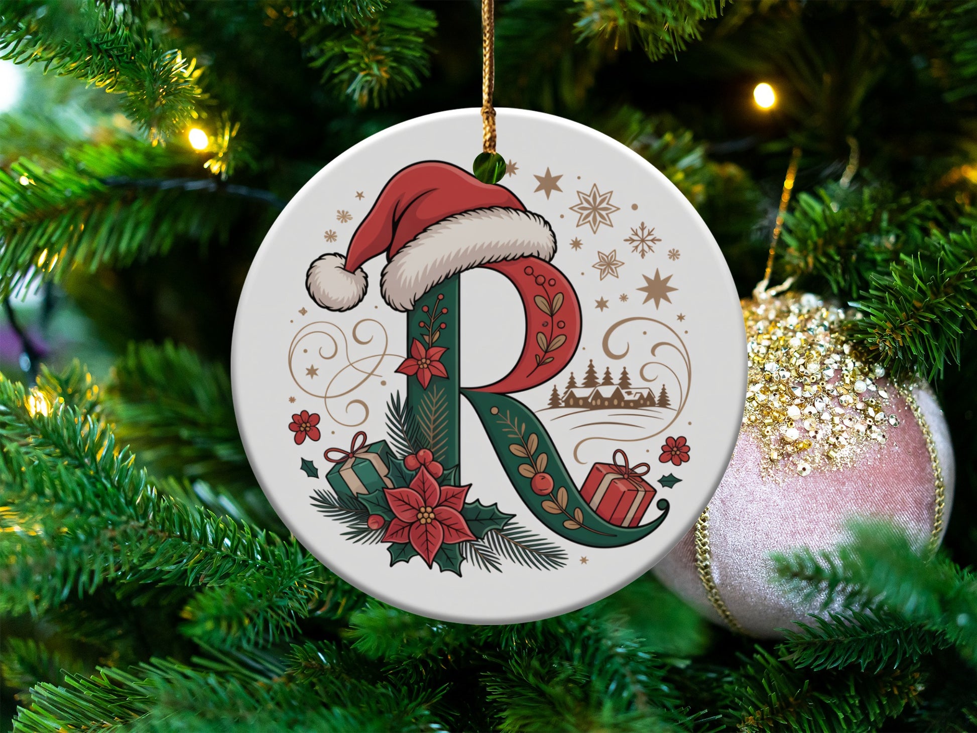 Festive Holiday Ornament with Santa Hat Design product type