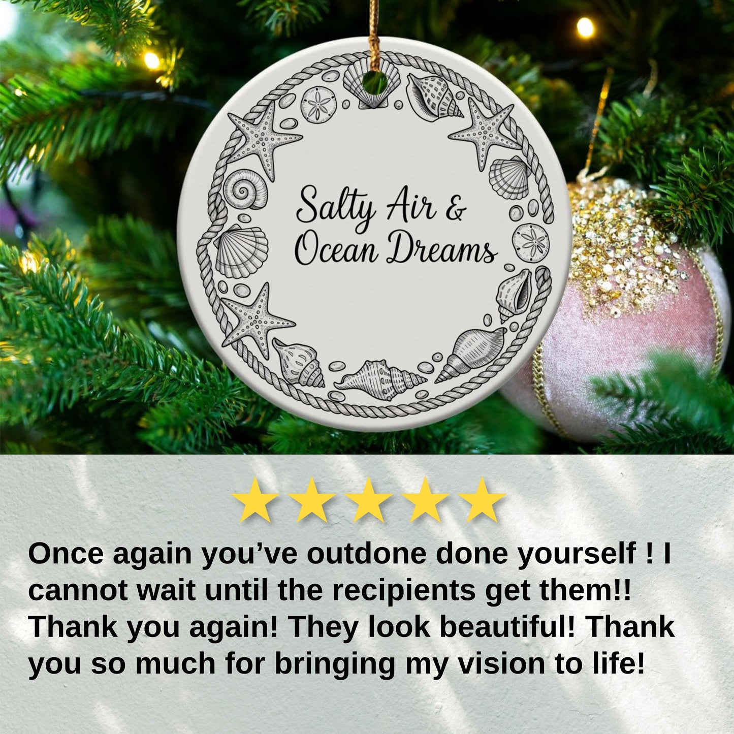 Salty Air and Ocean Dreams Seashell Starfish Ornament product