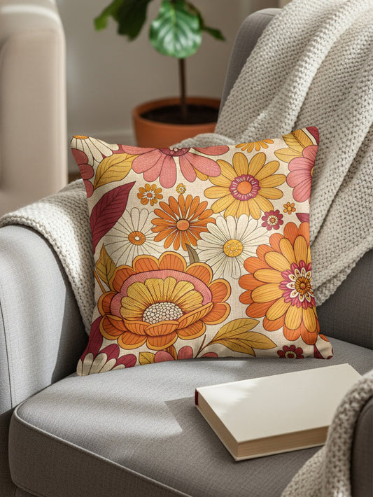 Retro Floral Pattern Throw Pillow for Cozy Home Decor