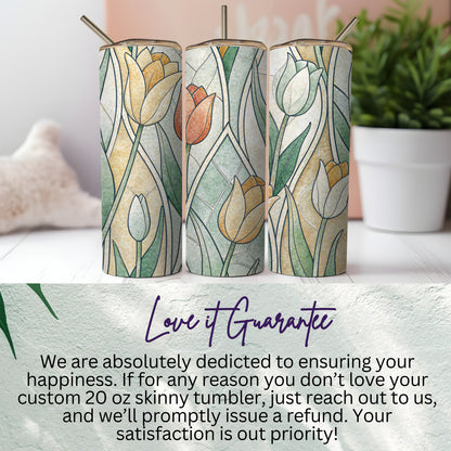 Elegant Tulip Mosaic Design for Your Unique Style 20 oz Skinny Tumbler - Walk Greener