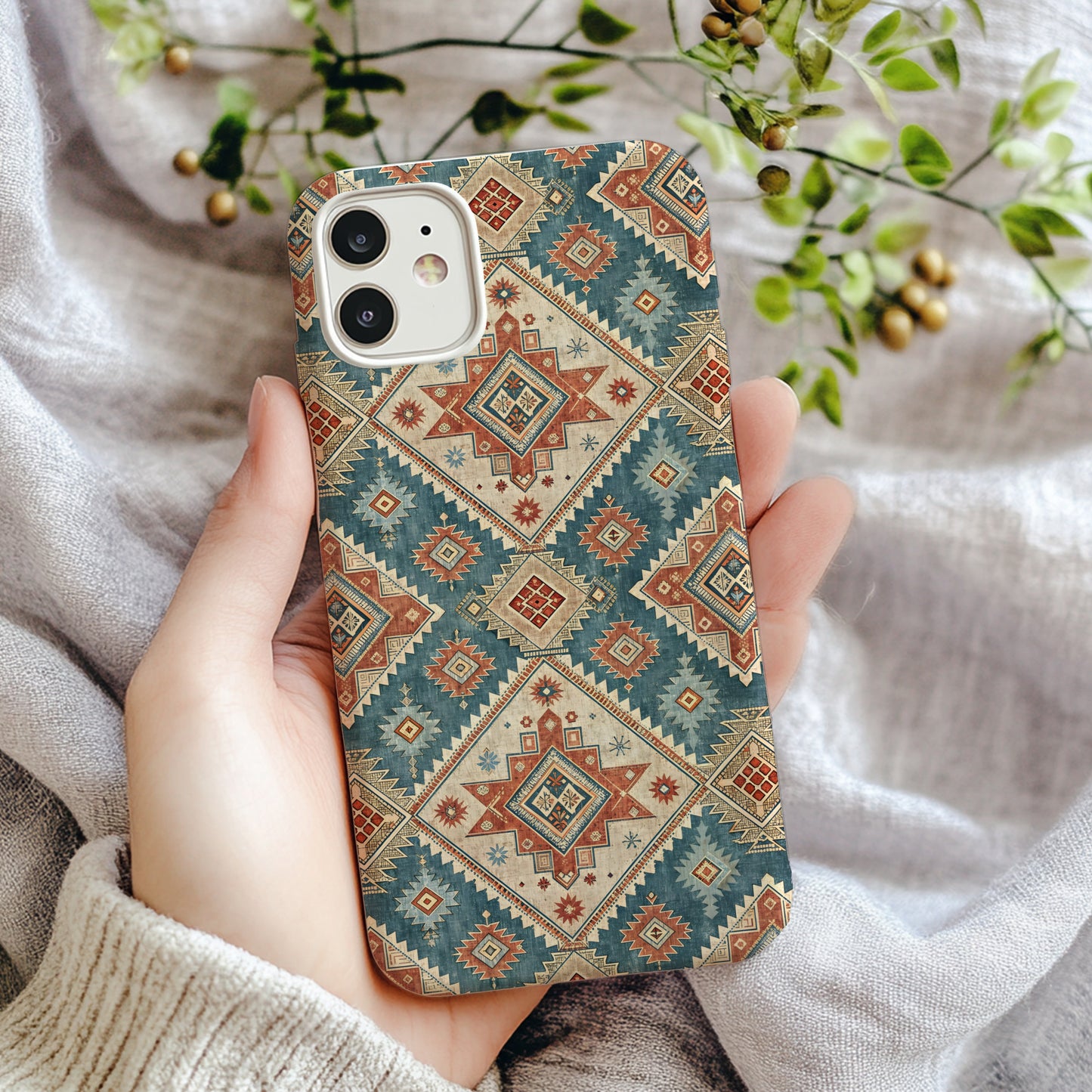 Detailed Geometric Pattern with Diamond Shapes Slim Custom Phone Case - Walk Greener
