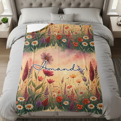Floral Garden Personalized Bedding with Custom Name Design