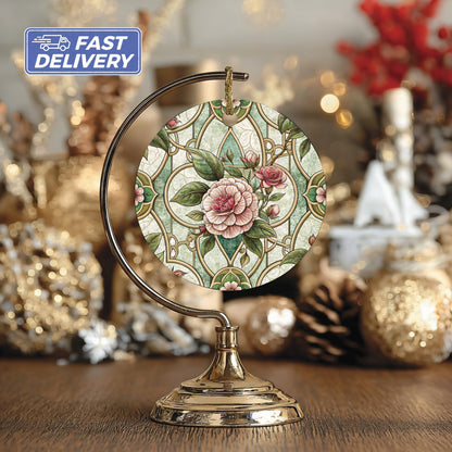 Floral Round Ornament with Fast Delivery Holiday Decor